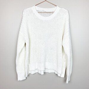 Lou & Grey Cream Colored Heavy Knit Crew Neck Oversized Sweater Size Lg/XL